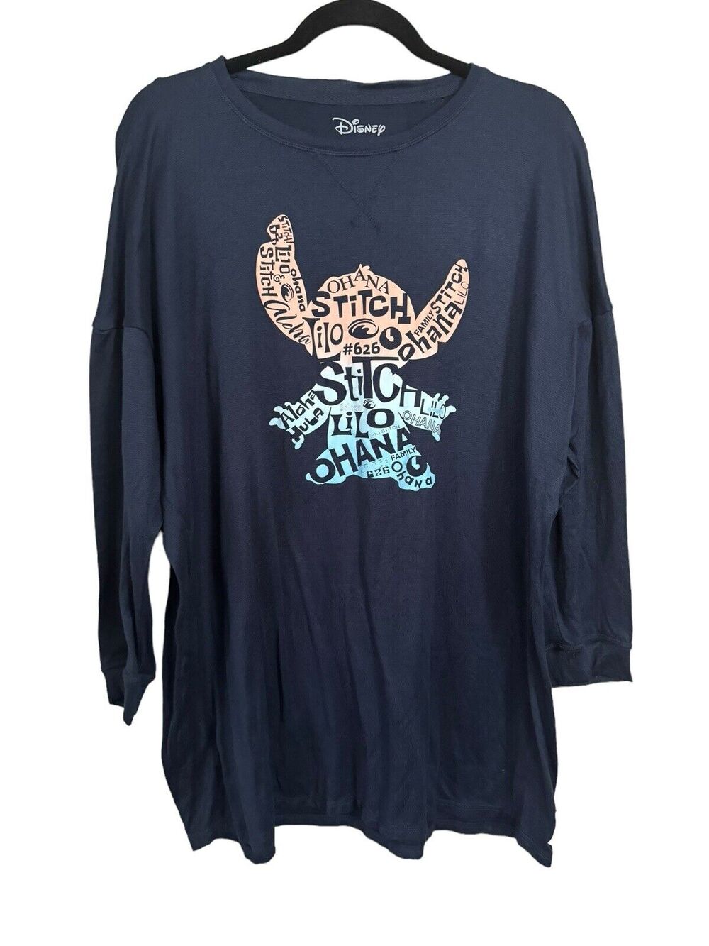 Disney Lilo And Stitch *READ* Women Medium Lounge Tunic Top Nightgown Blue #2460
